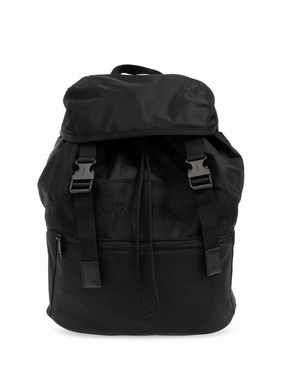 Saint Laurent Backpack In Econyl And Vegetable-Tanned Leather Black