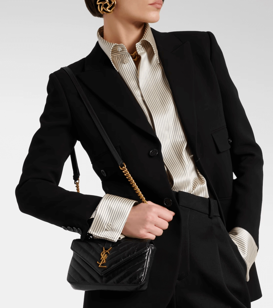 Saint Laurent College Mini metalass leather shoulder bag