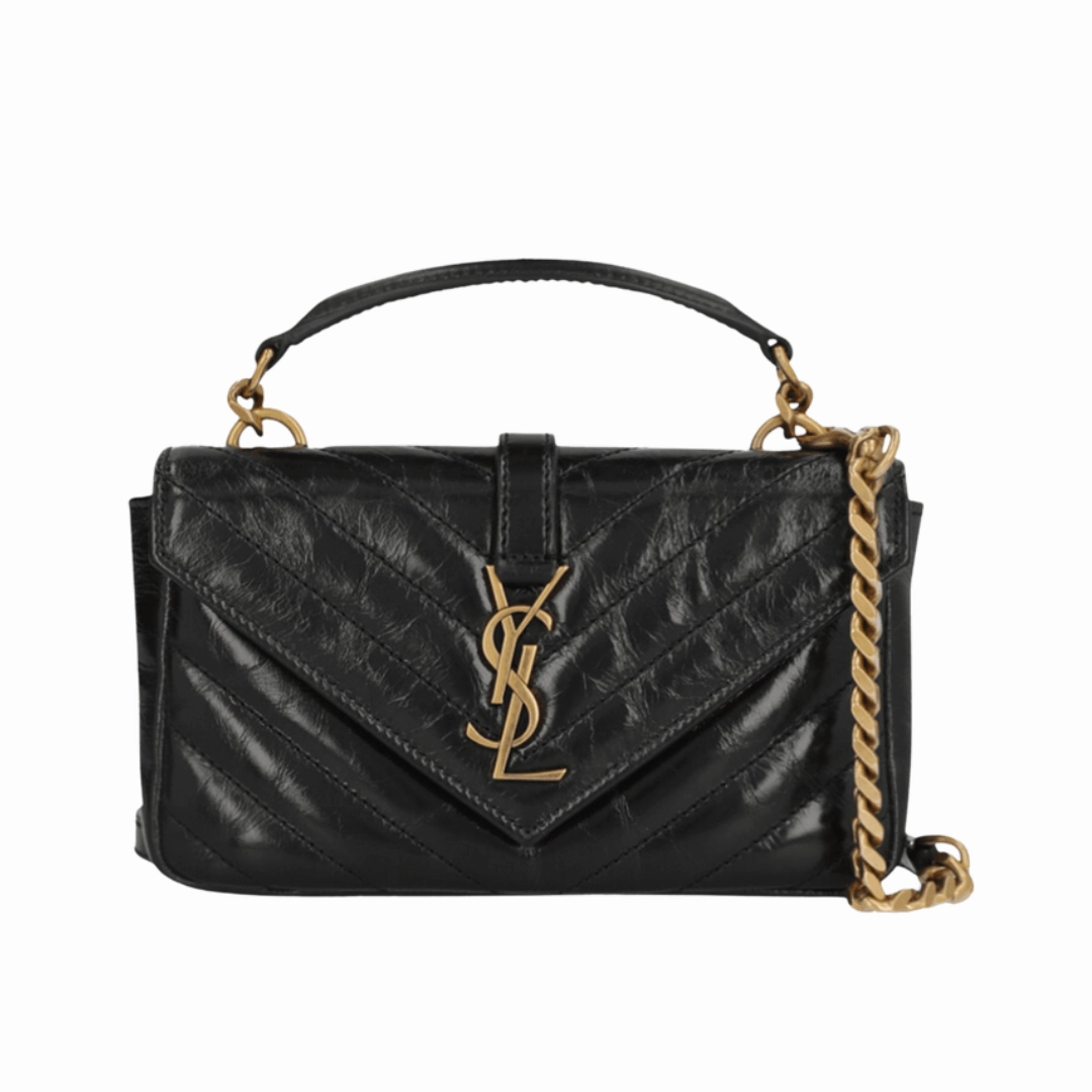 Saint Laurent College Mini metalass leather shoulder bag