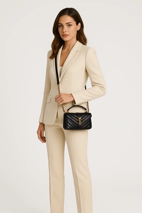 Saint Laurent College Mini metalass leather shoulder bag