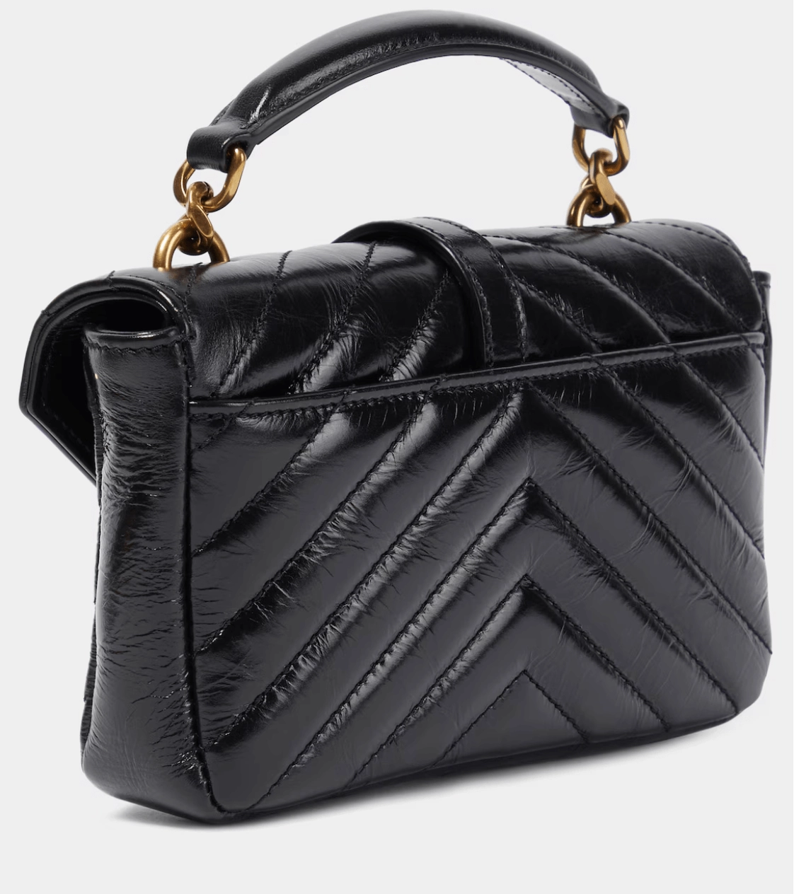 Saint Laurent College Mini metalass leather shoulder bag