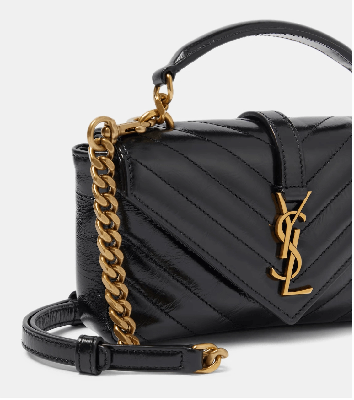 Saint Laurent College Mini metalass leather shoulder bag