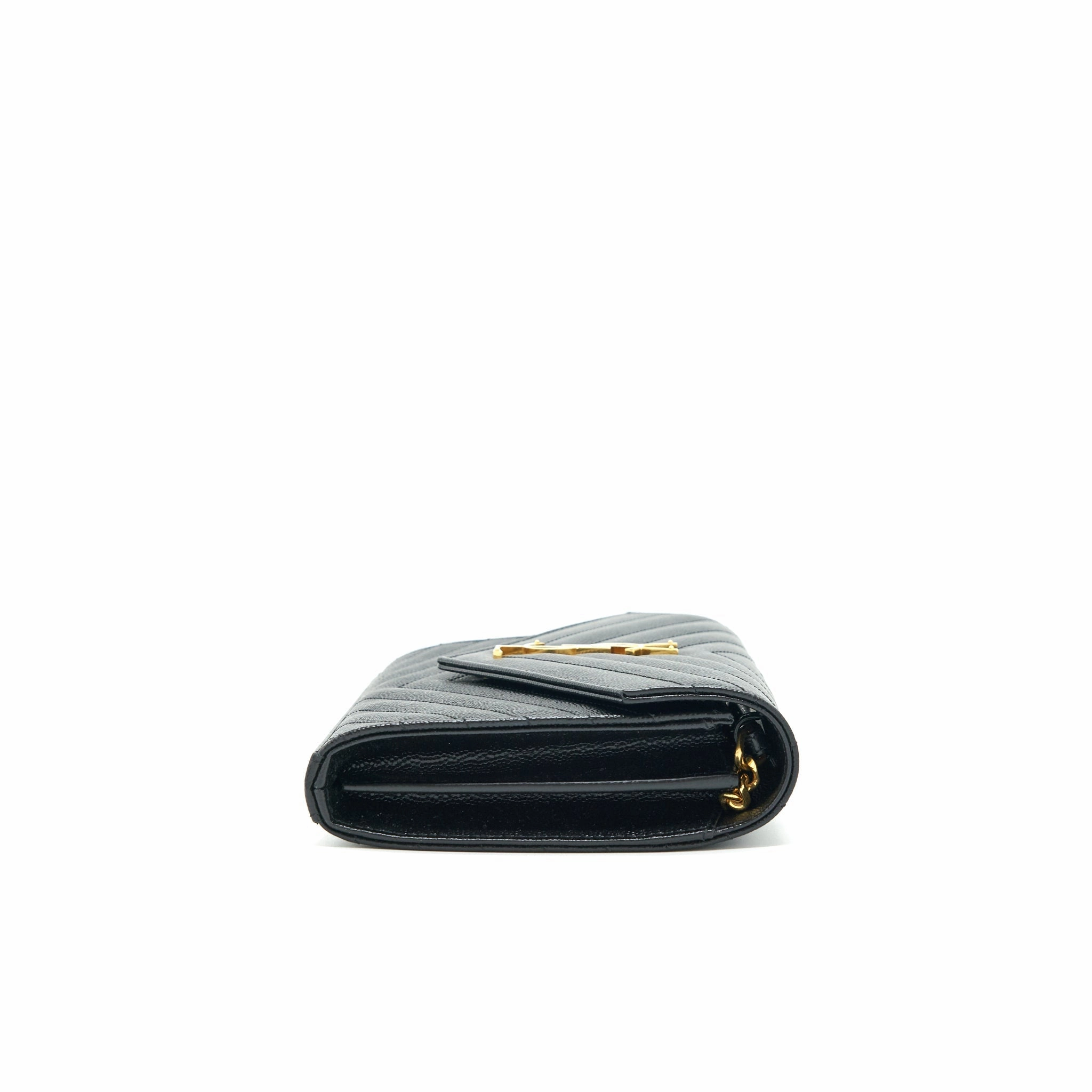 Saint laurent Envelope Chain Crossbody Bag Grained CalfSkin black GHW