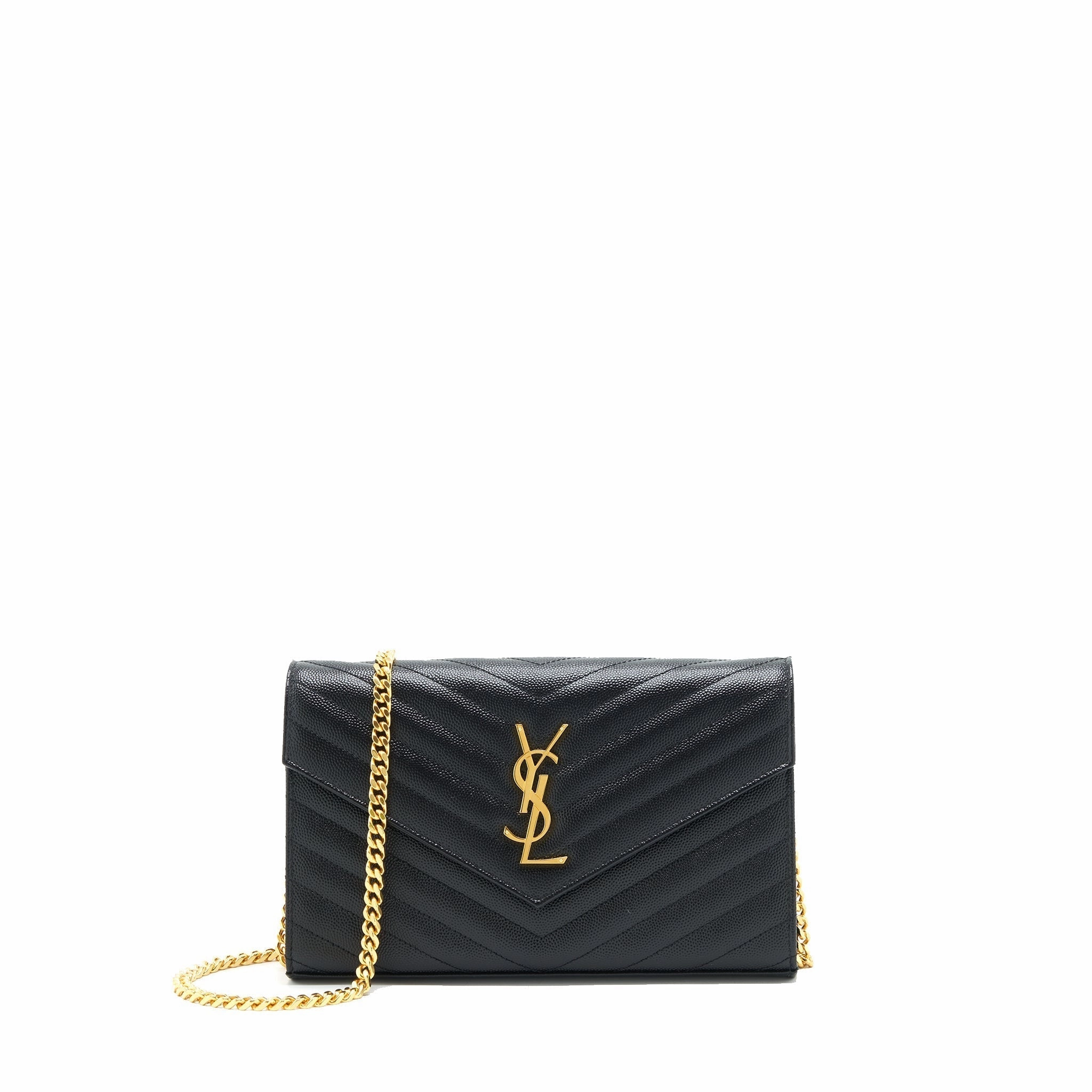 Saint laurent Envelope Chain Crossbody Bag Grained CalfSkin black GHW