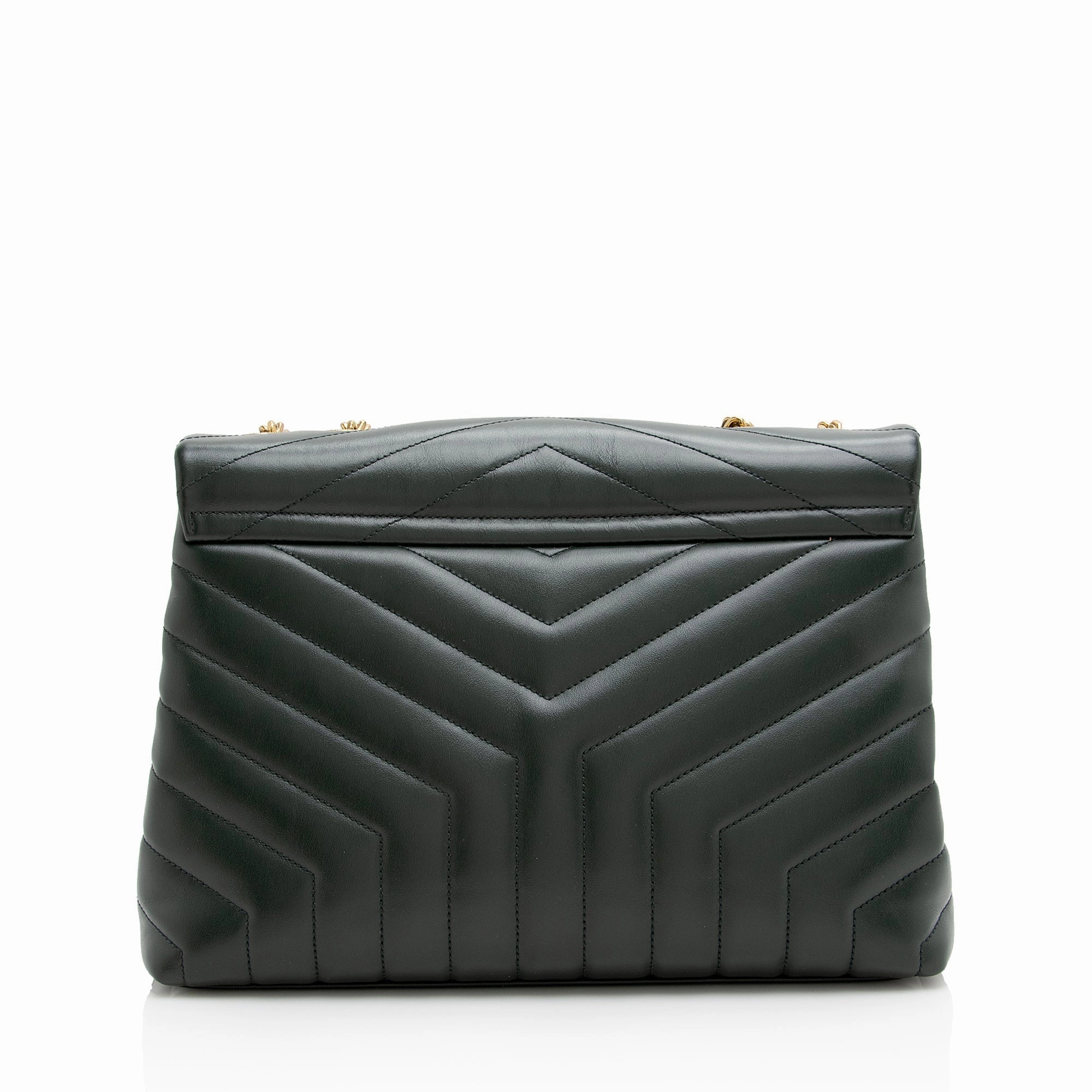 Saint Laurent Matelasse Calfskin Monogram LouLou Chain Medium Shoulder Bag (SHF-22990)