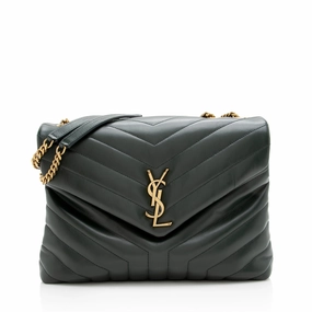 Saint Laurent Matelasse Calfskin Monogram LouLou Chain Medium Shoulder Bag (SHF-22990)