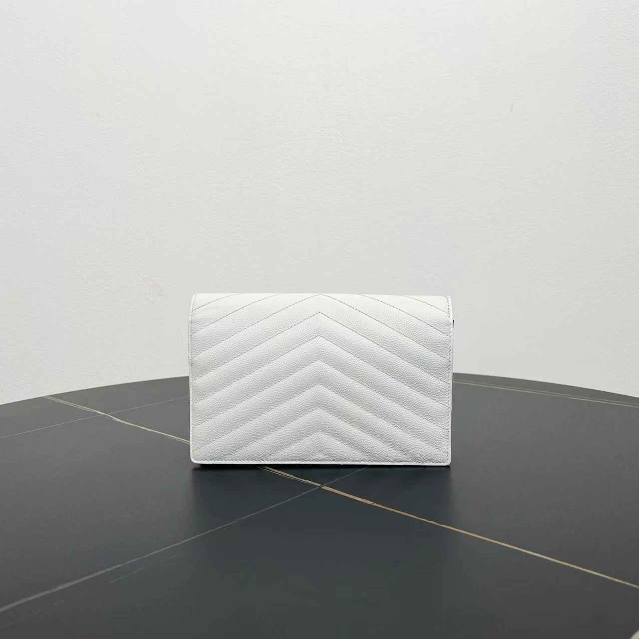 Saint Laurent Monogram Chevron Black White Shoulder Bag