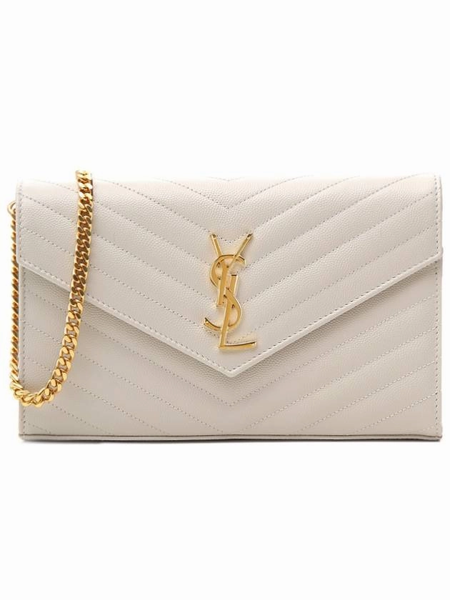 Saint Laurent Monogram Matelasse Chain Shoulder Bag White