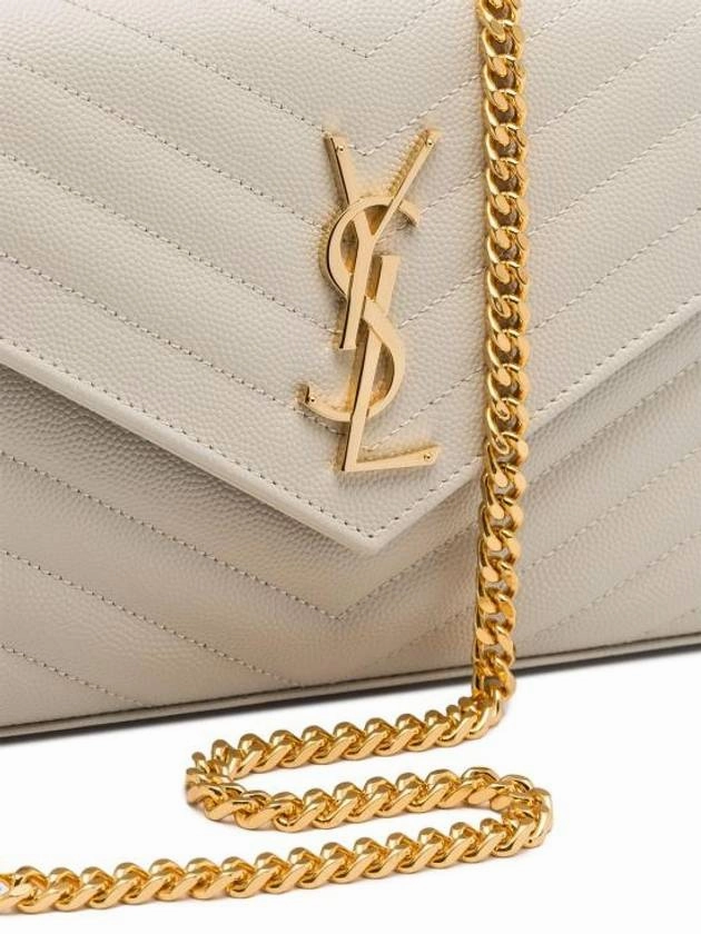 Saint Laurent Monogram Matelasse Chain Shoulder Bag White