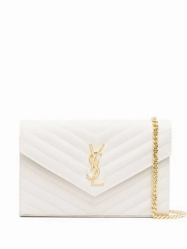 Saint Laurent Monogram Matelasse Chain Shoulder Bag White