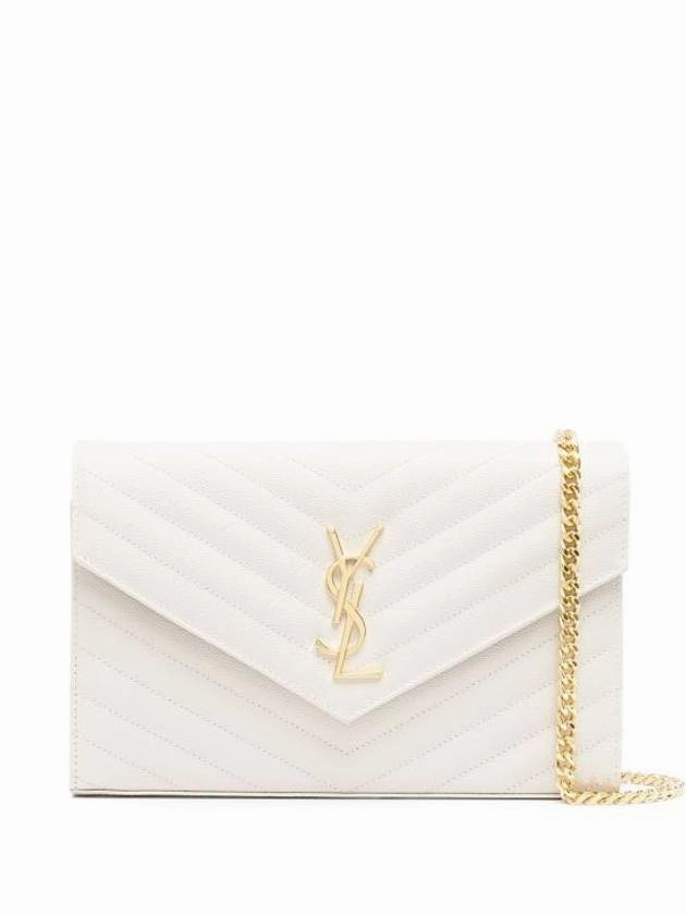 Saint Laurent Monogram Matelasse Chain Shoulder Bag White