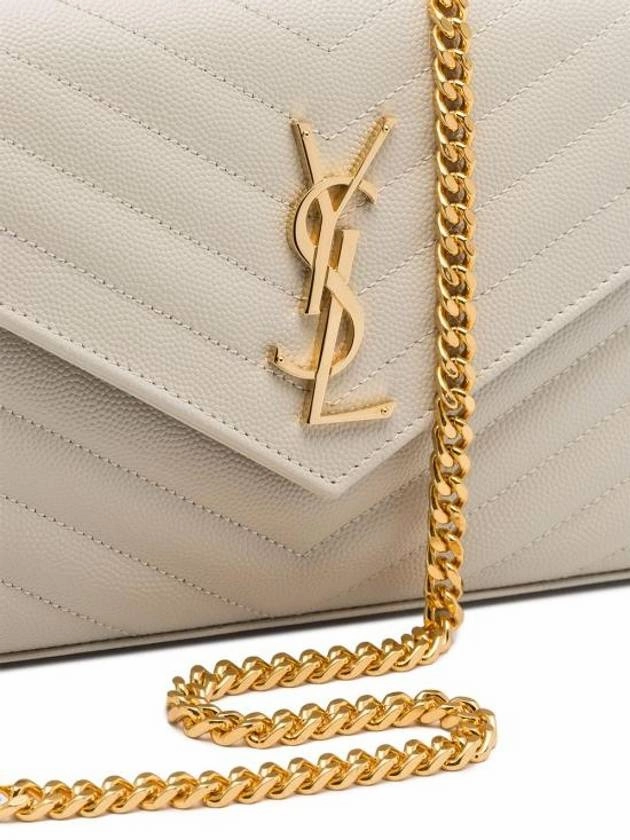 Saint Laurent Monogram Matelasse Chain Shoulder Bag White