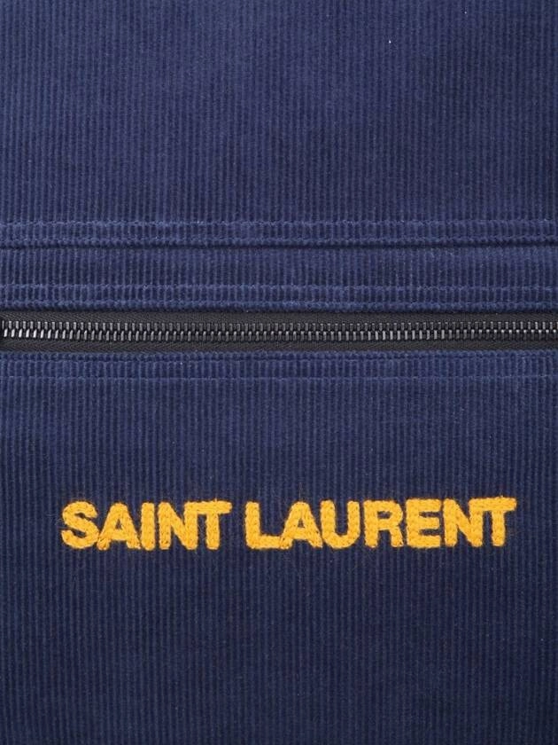 Saint Laurent Nux Logo Corturoy Backpack Navy Blue