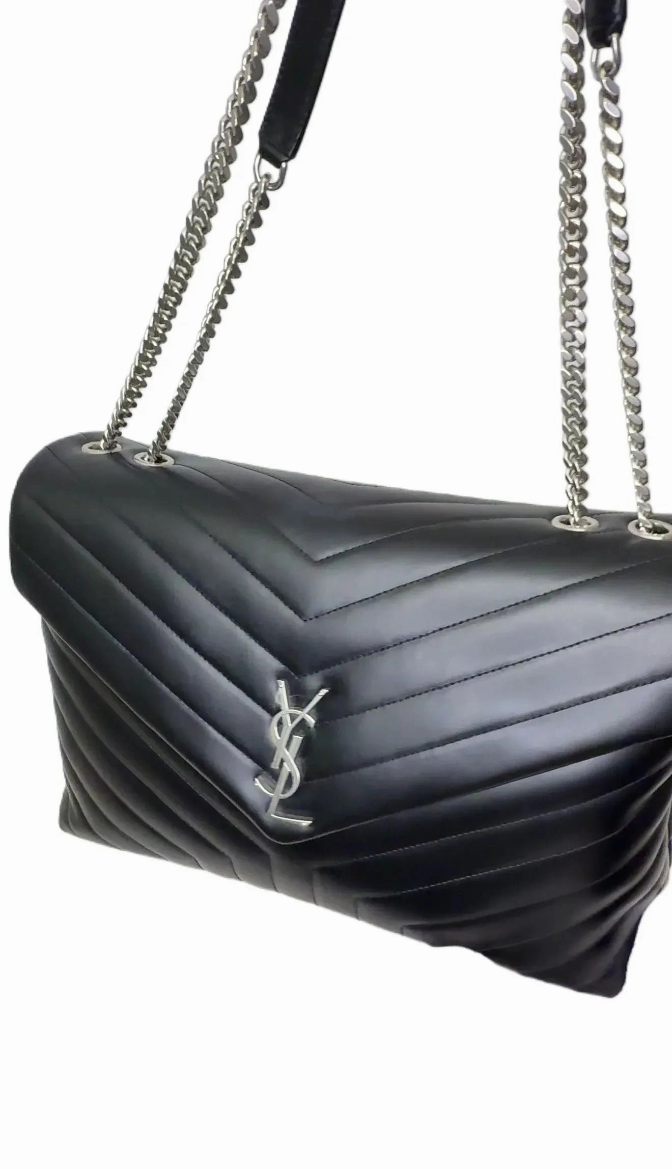 Saint Laurent Small Monogram Matelasse LouLou Bag - Black Shoulder B8-44