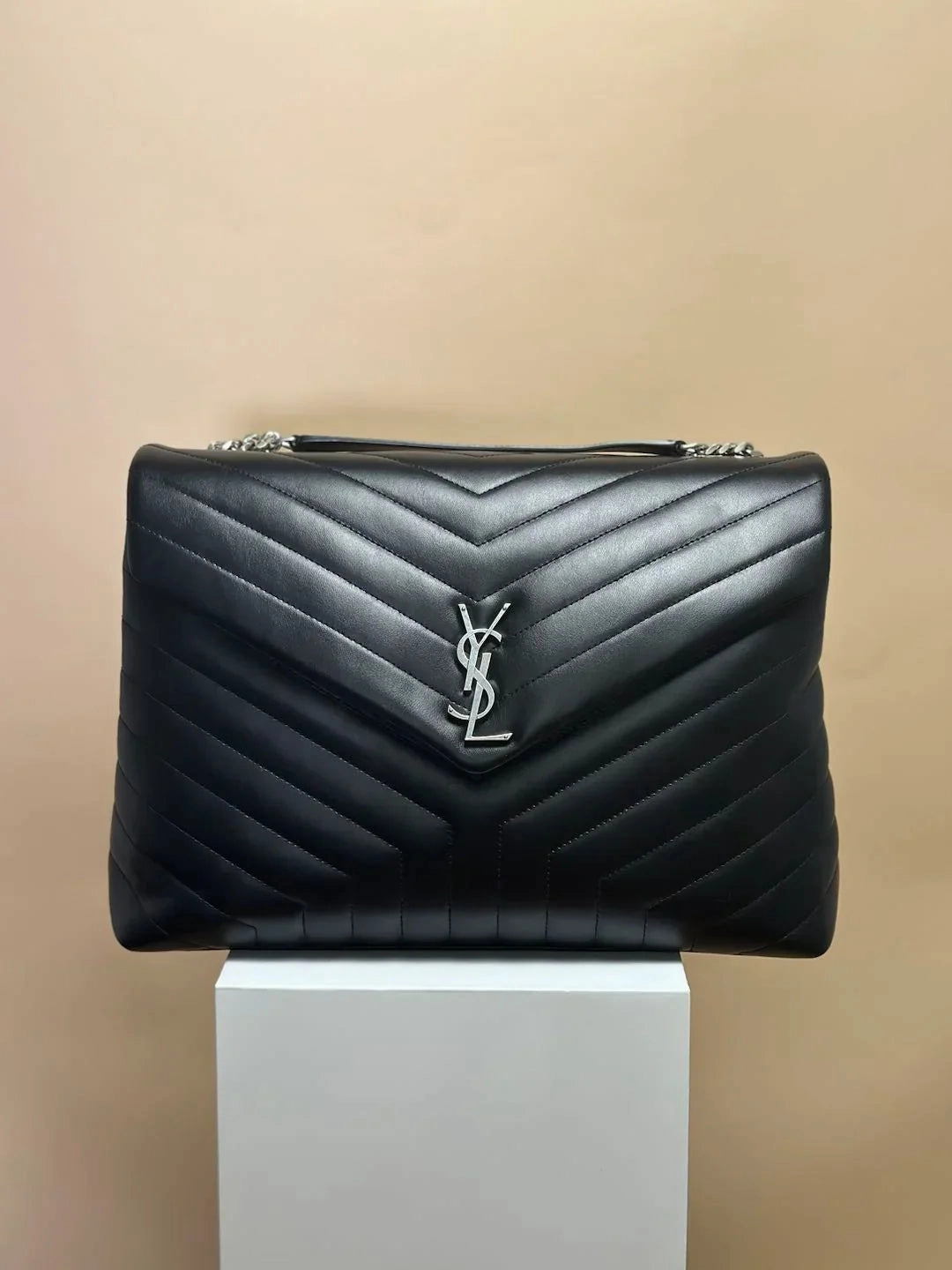 Saint Laurent Small Monogram Matelasse LouLou Bag - Black Shoulder B8-44
