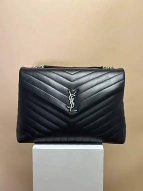 Saint Laurent Small Monogram Matelasse LouLou Bag - Black Shoulder B8-44