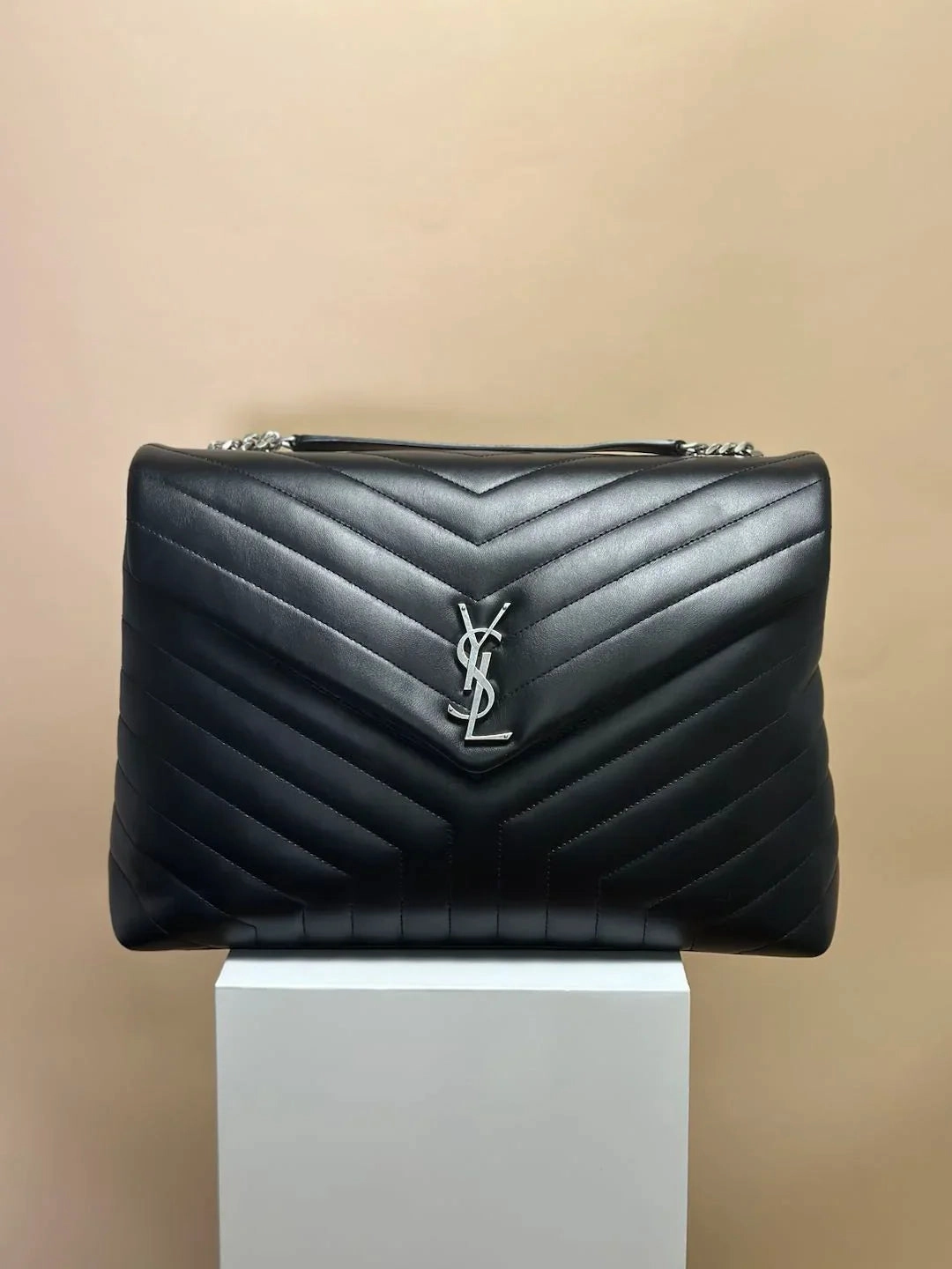 Saint Laurent Small Monogram Matelasse LouLou Bag - Black Shoulder B8-44