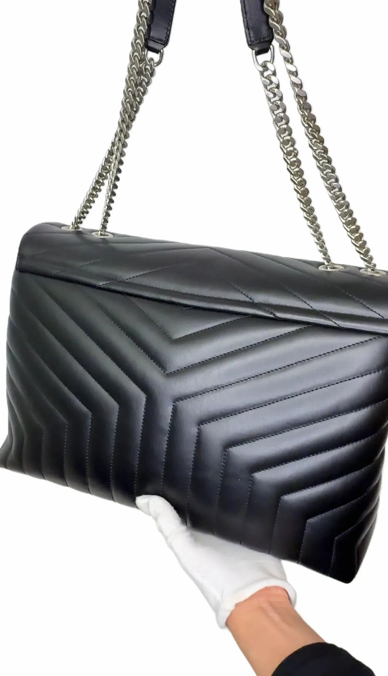 Saint Laurent Small Monogram Matelasse LouLou Bag - Black Shoulder B8-44