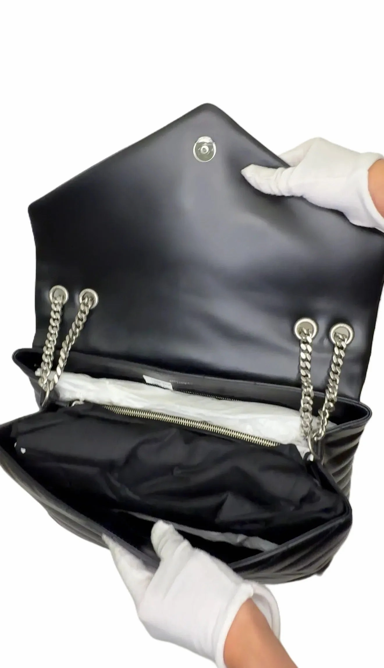 Saint Laurent Small Monogram Matelasse LouLou Bag - Black Shoulder B8-44