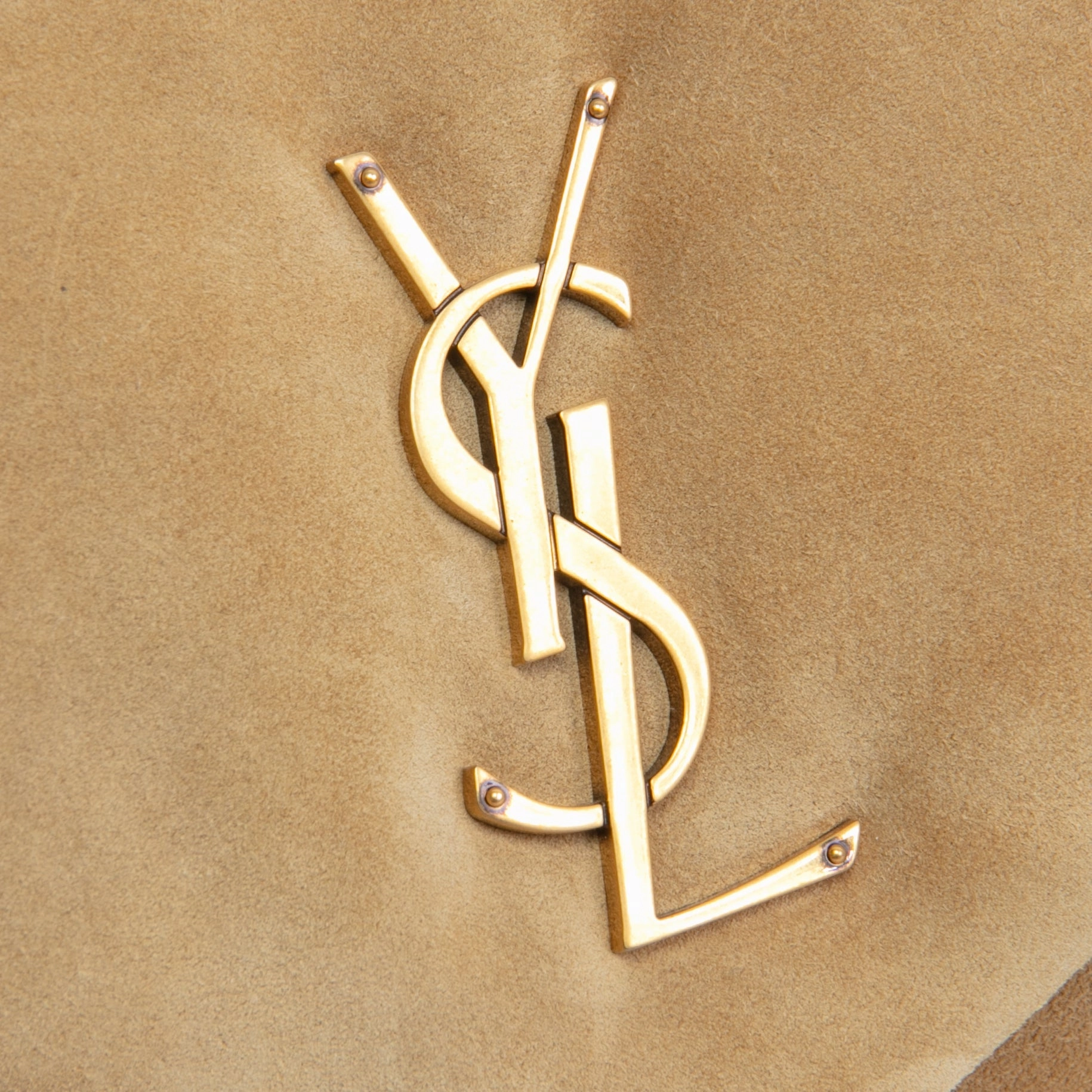SAINT LAURENT Suede Calypso Shoulder Bag - Fallow