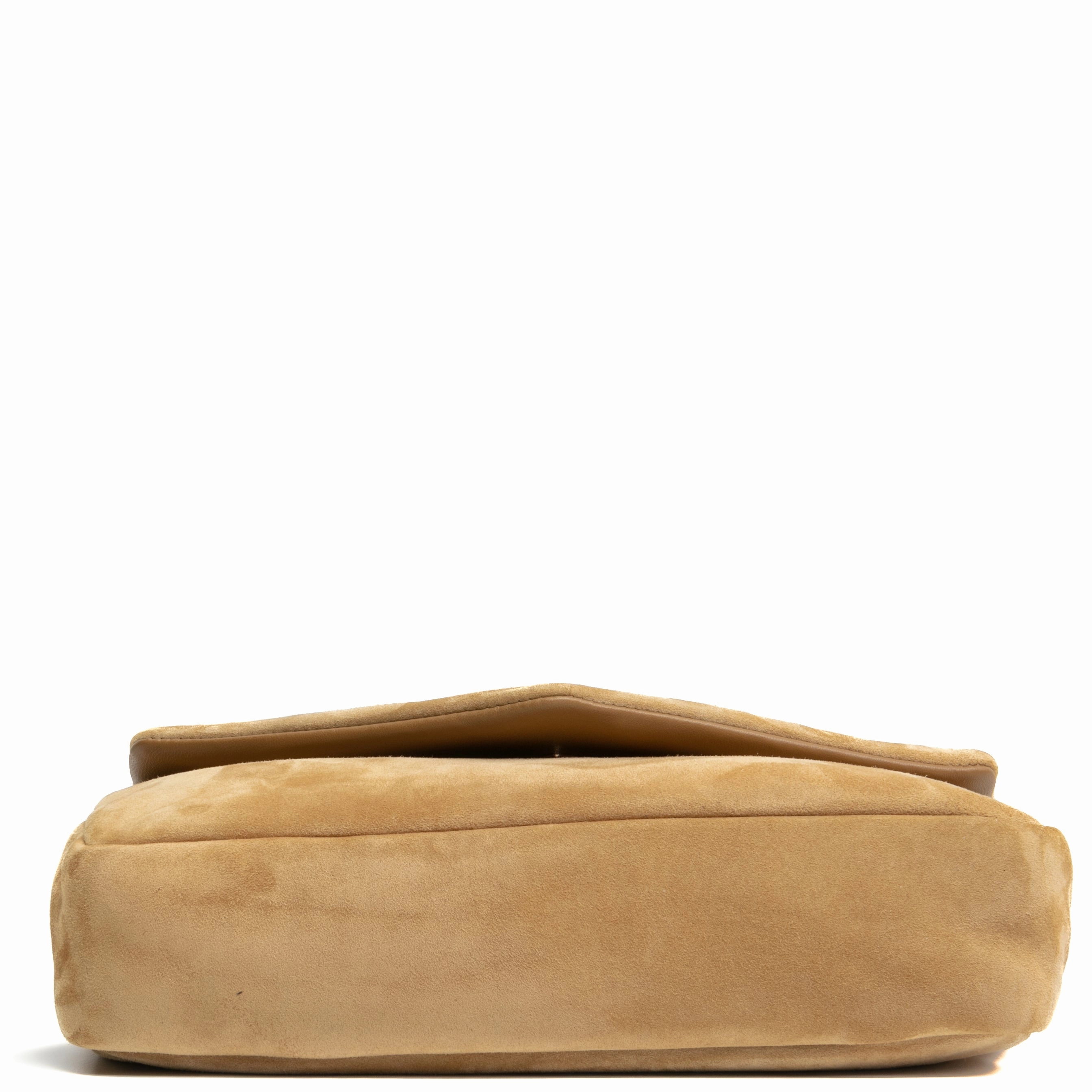 SAINT LAURENT Suede Calypso Shoulder Bag - Fallow