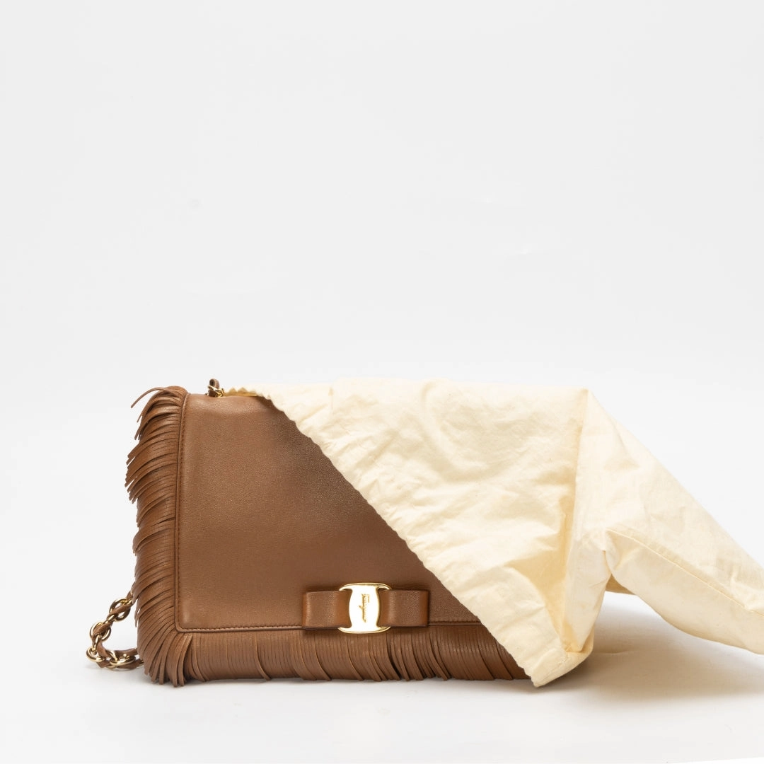 Salvatore Ferragamo Ginny Vara Fringe Leather Crossbody Bag