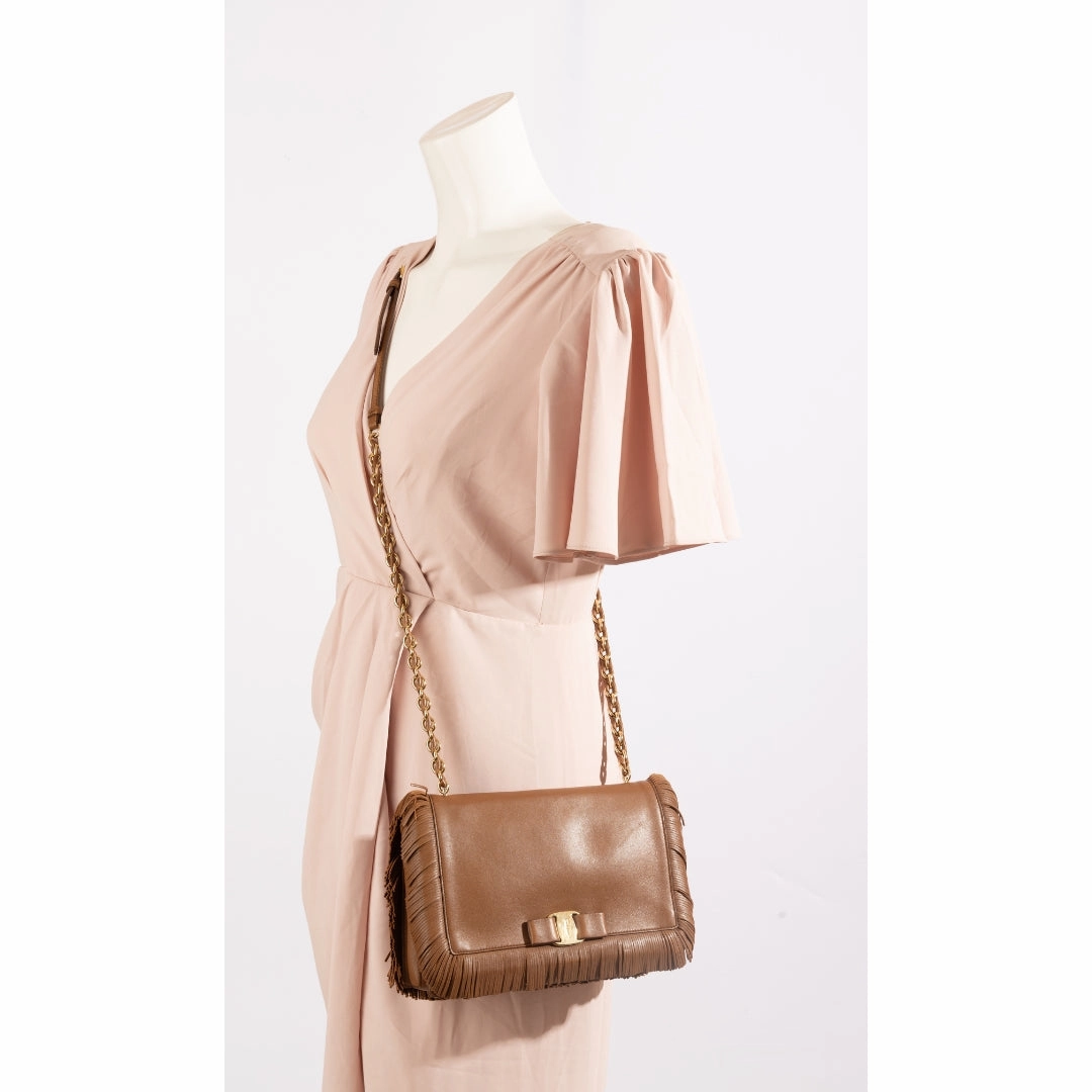 Salvatore Ferragamo Ginny Vara Fringe Leather Crossbody Bag
