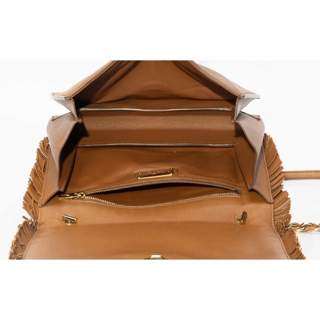 Salvatore Ferragamo Ginny Vara Fringe Leather Crossbody Bag