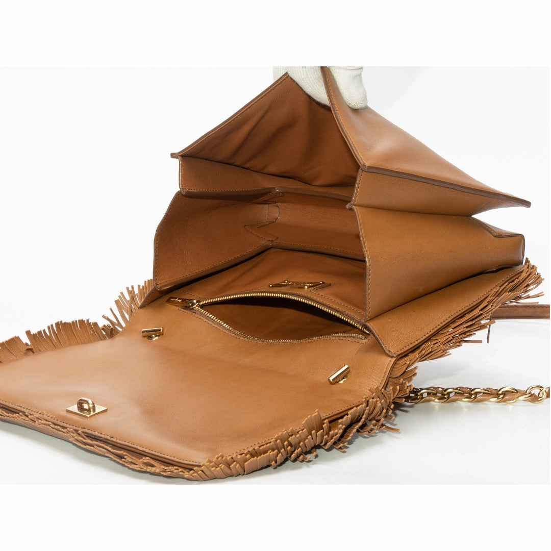 Salvatore Ferragamo Ginny Vara Fringe Leather Crossbody Bag