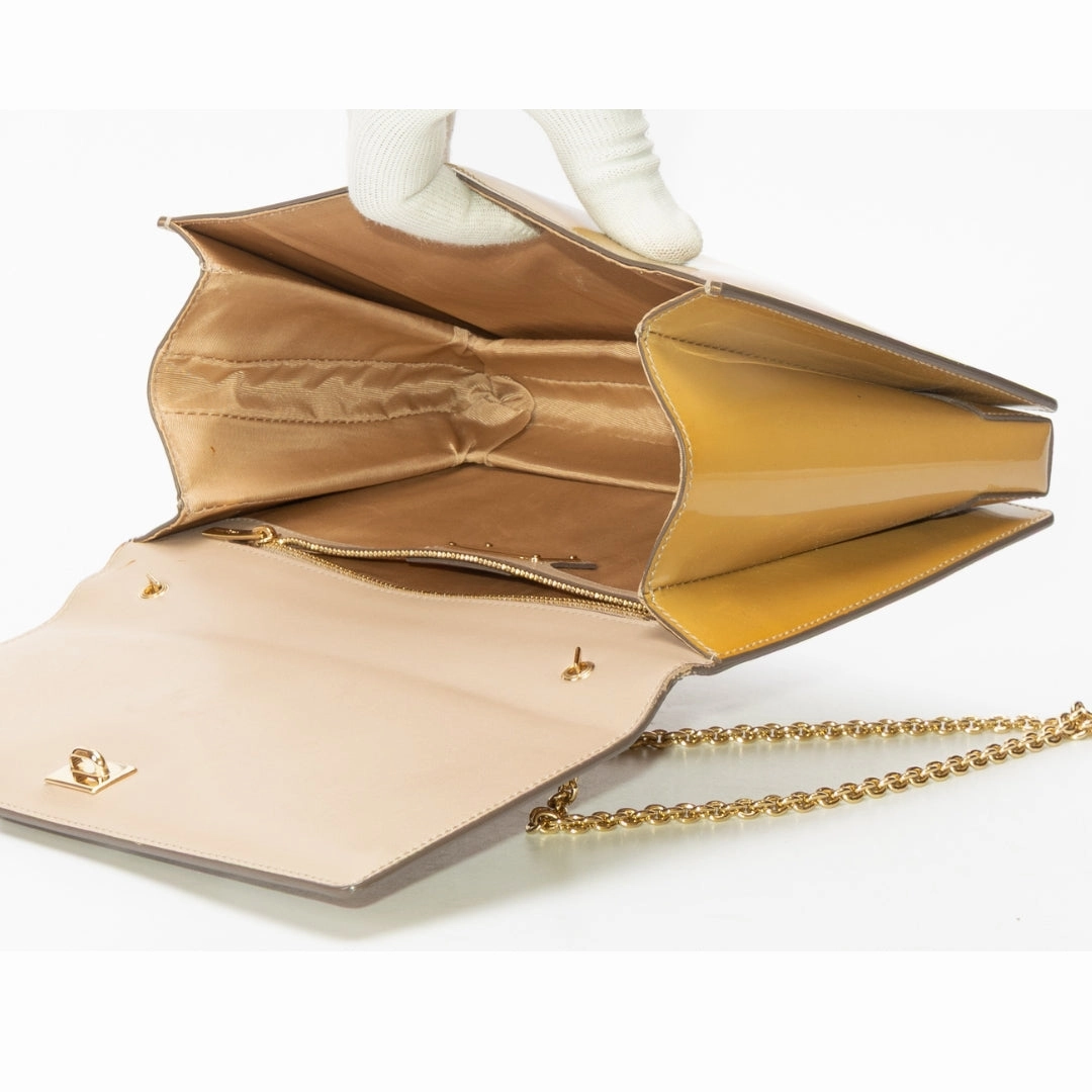 Salvatore Ferragamo Yellow Patent Leather Vara Bow Crossbody Bag
