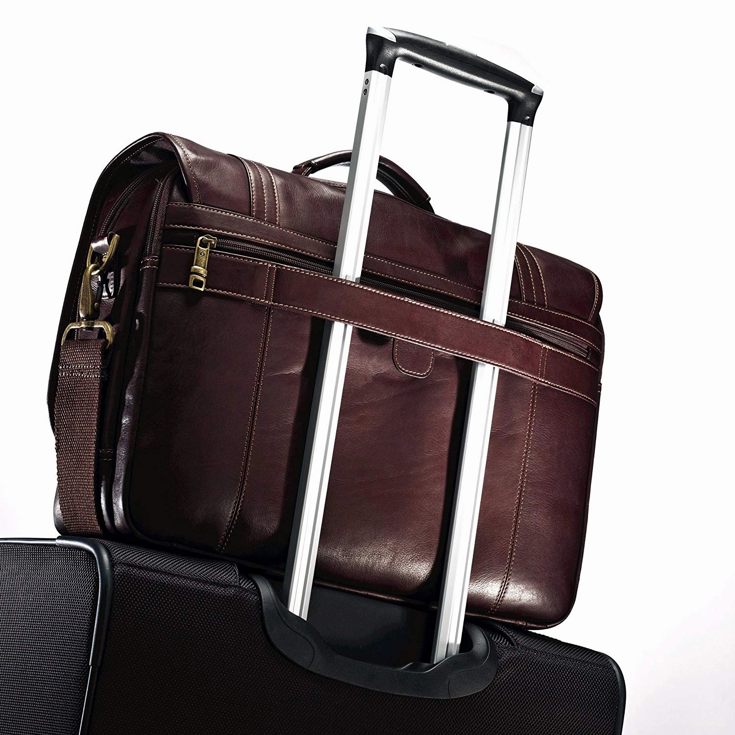 Samsonite Colombian Leather Flapover Briefcase, Brown