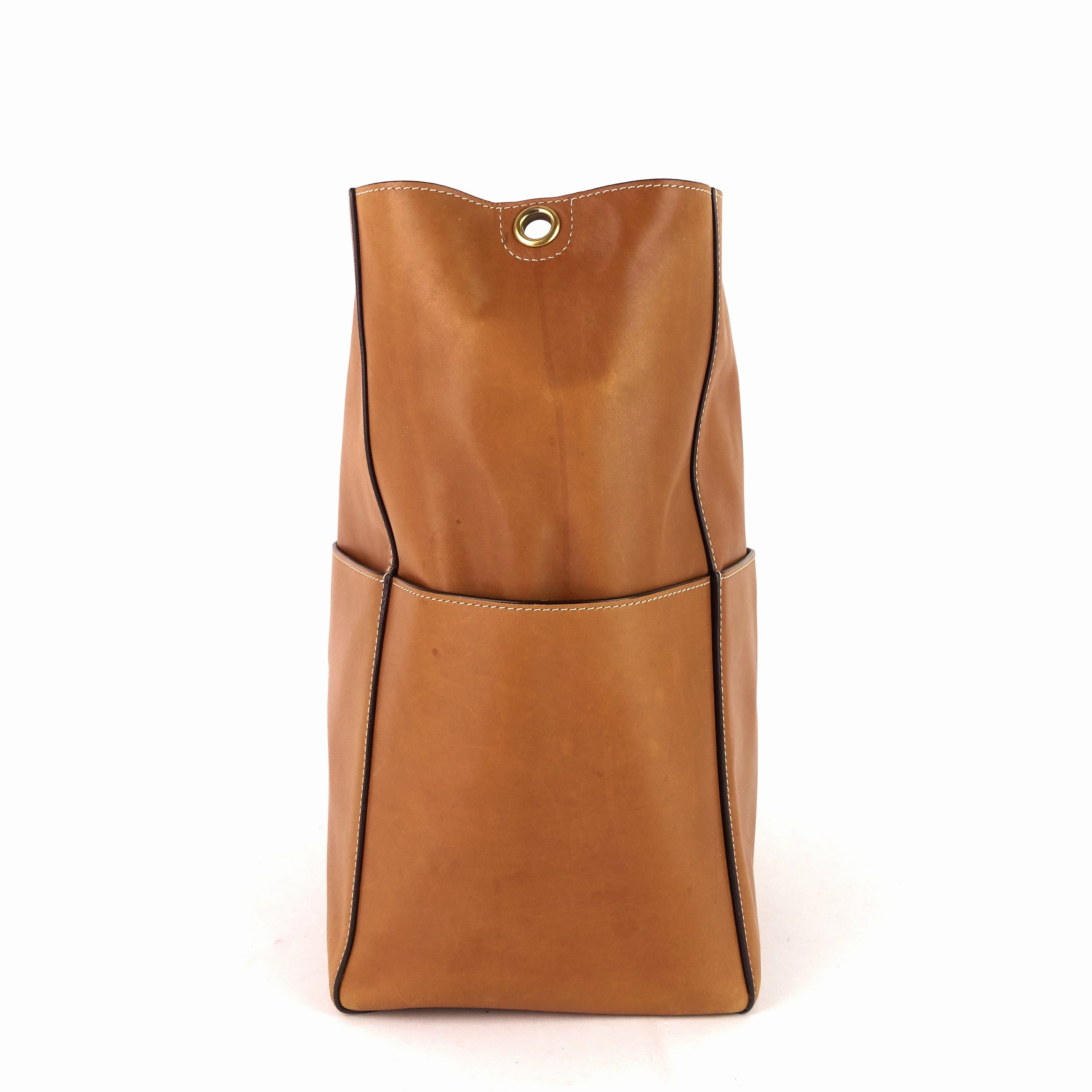 Sangle Large Natural Calfskin Leather Bucket Bag