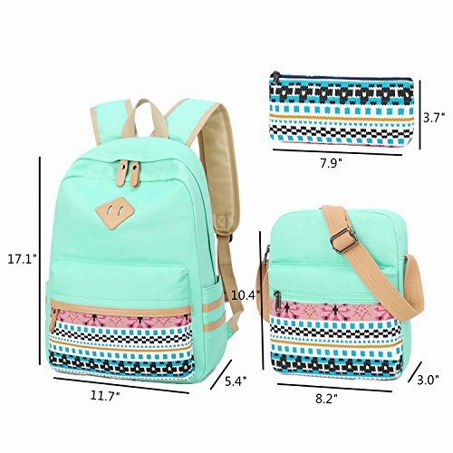School Backpack for Girls Canvas Backpack Laptop Bookbag Shoulder Daypack Bag Clutch Pencil Pouch