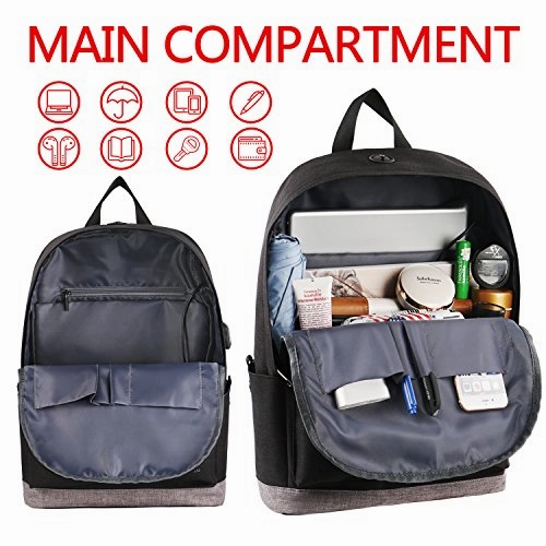 School Backpack, Water Resistant College Student Laptop Backpack For Women Girl Men Boy, Canvas