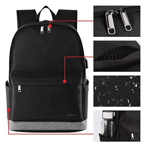 School Backpack, Water Resistant College Student Laptop Backpack For Women Girl Men Boy, Canvas
