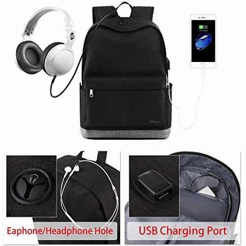 School Backpack, Water Resistant College Student Laptop Backpack For Women Girl Men Boy, Canvas