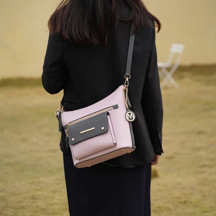 Serenity Color Block Vegan Leather Womens Crossbody Bag by Mia K