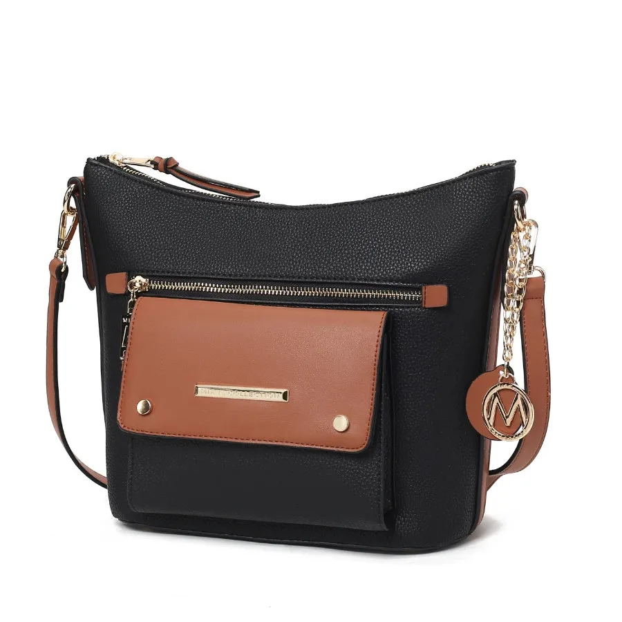 Serenity Color Block Vegan Leather Womens Crossbody Bag by Mia K