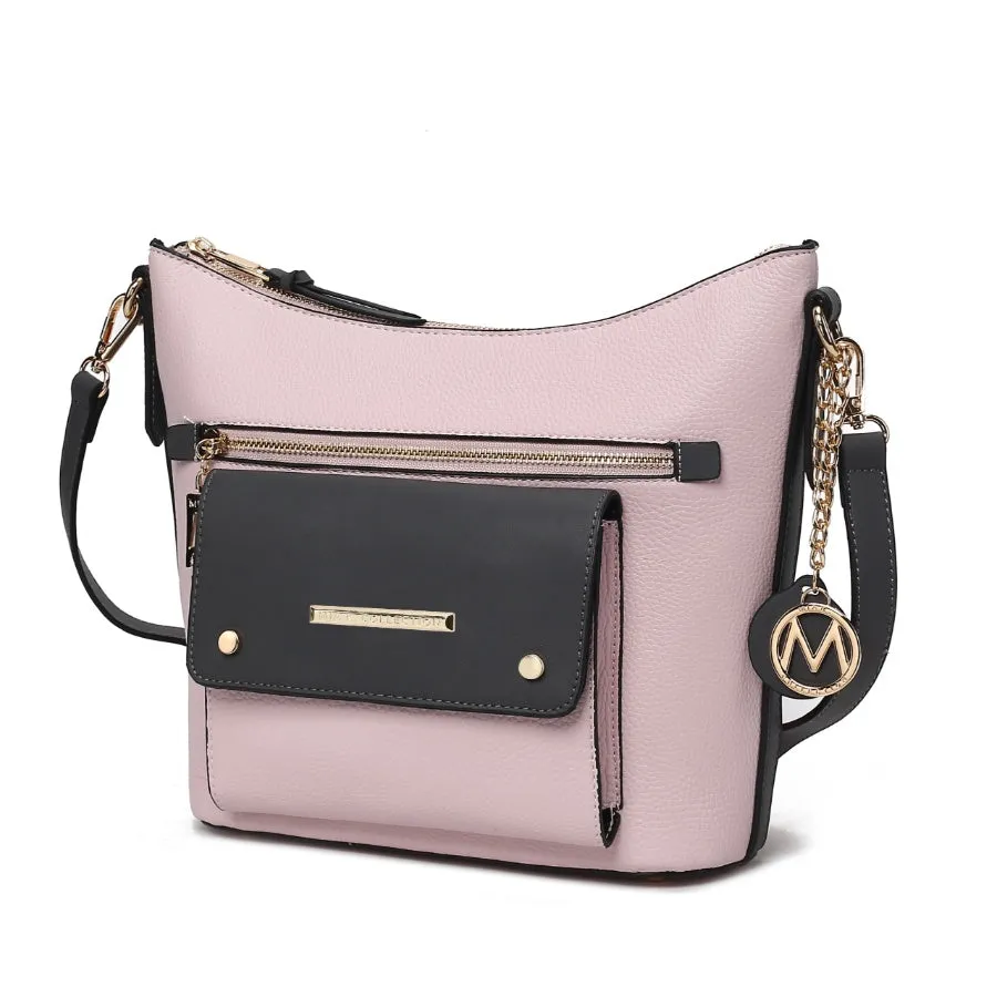 Serenity Color Block Vegan Leather Womens Crossbody Bag by Mia K
