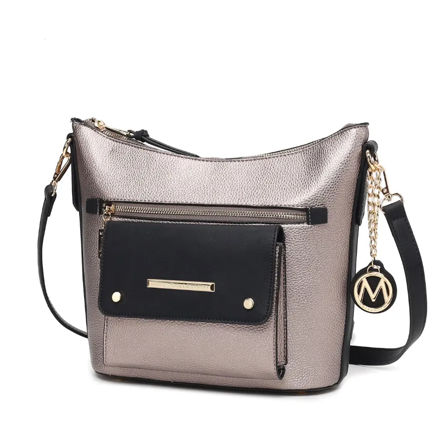 Serenity Color Block Vegan Leather Womens Crossbody Bag by Mia K