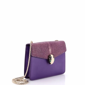 Serpenti Forever Square Shoulder Bag Leather and Stingray Small