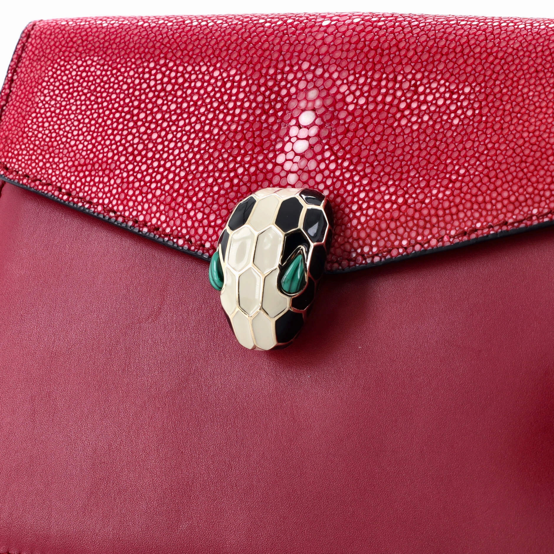 Serpenti Forever Square Shoulder Bag Leather and Stingray Small