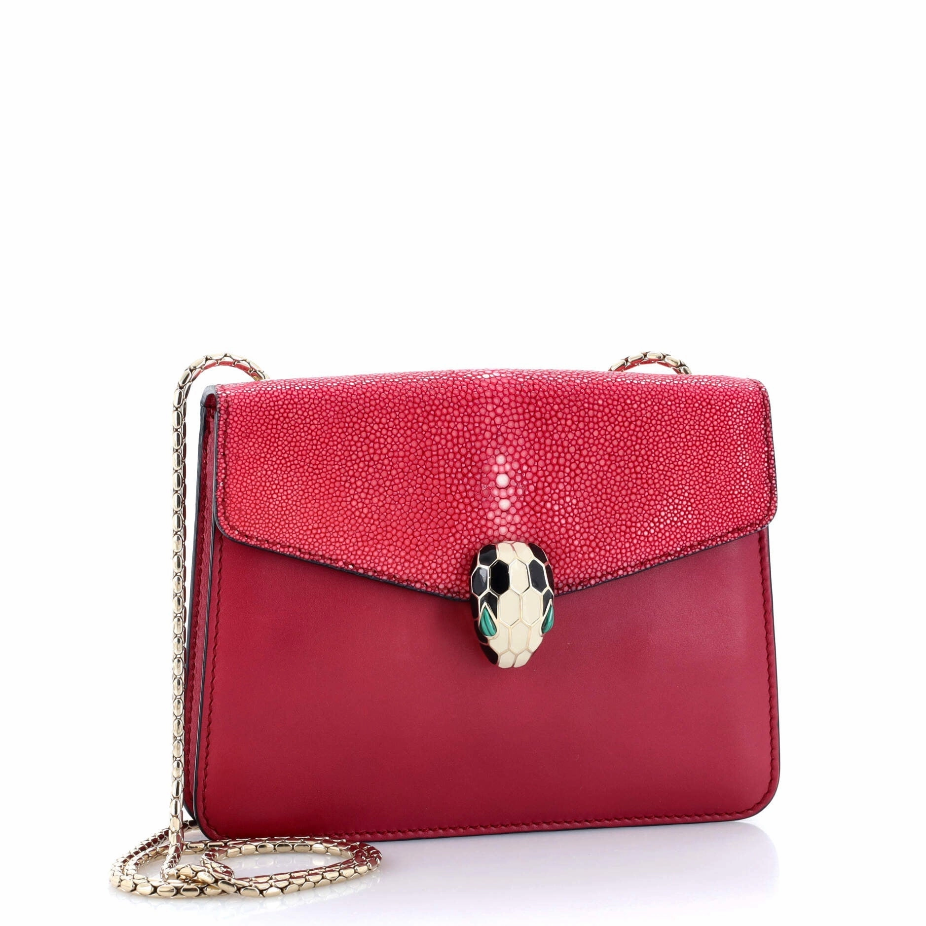 Serpenti Forever Square Shoulder Bag Leather and Stingray Small