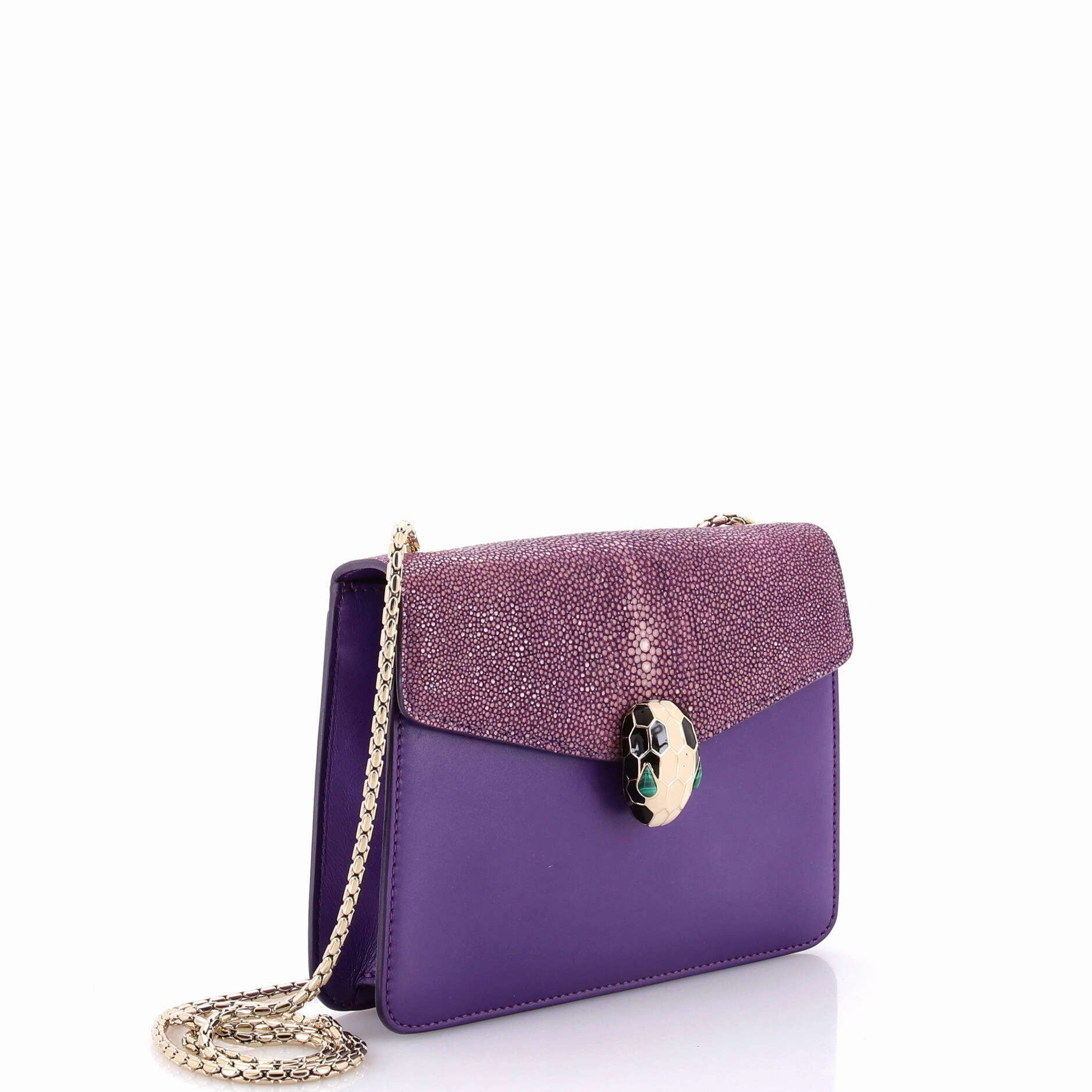 Serpenti Forever Square Shoulder Bag Leather and Stingray Small