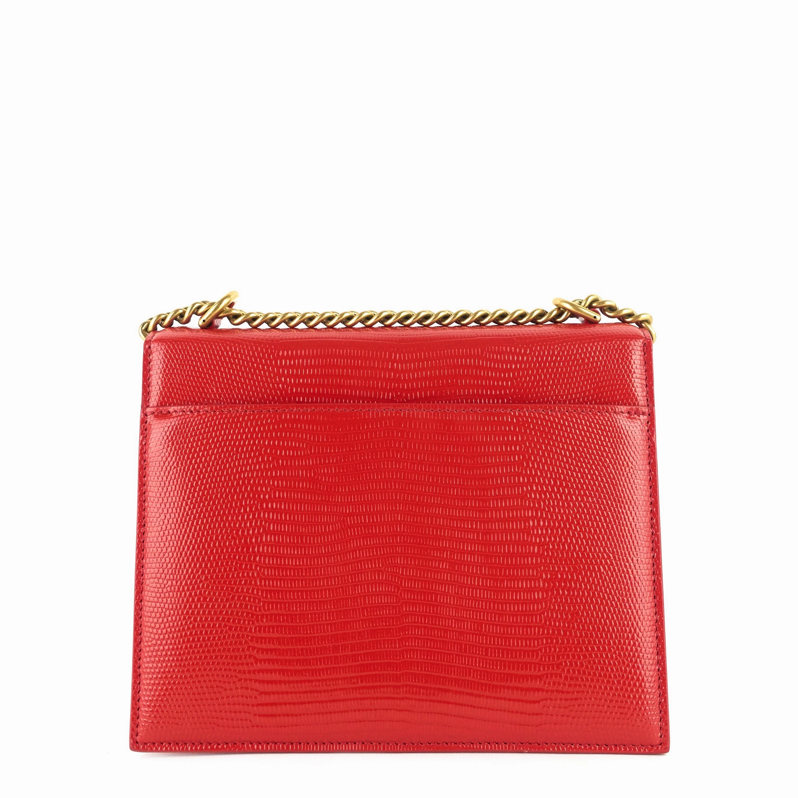 Sharp Lizard Embossed Leather Flap Bag