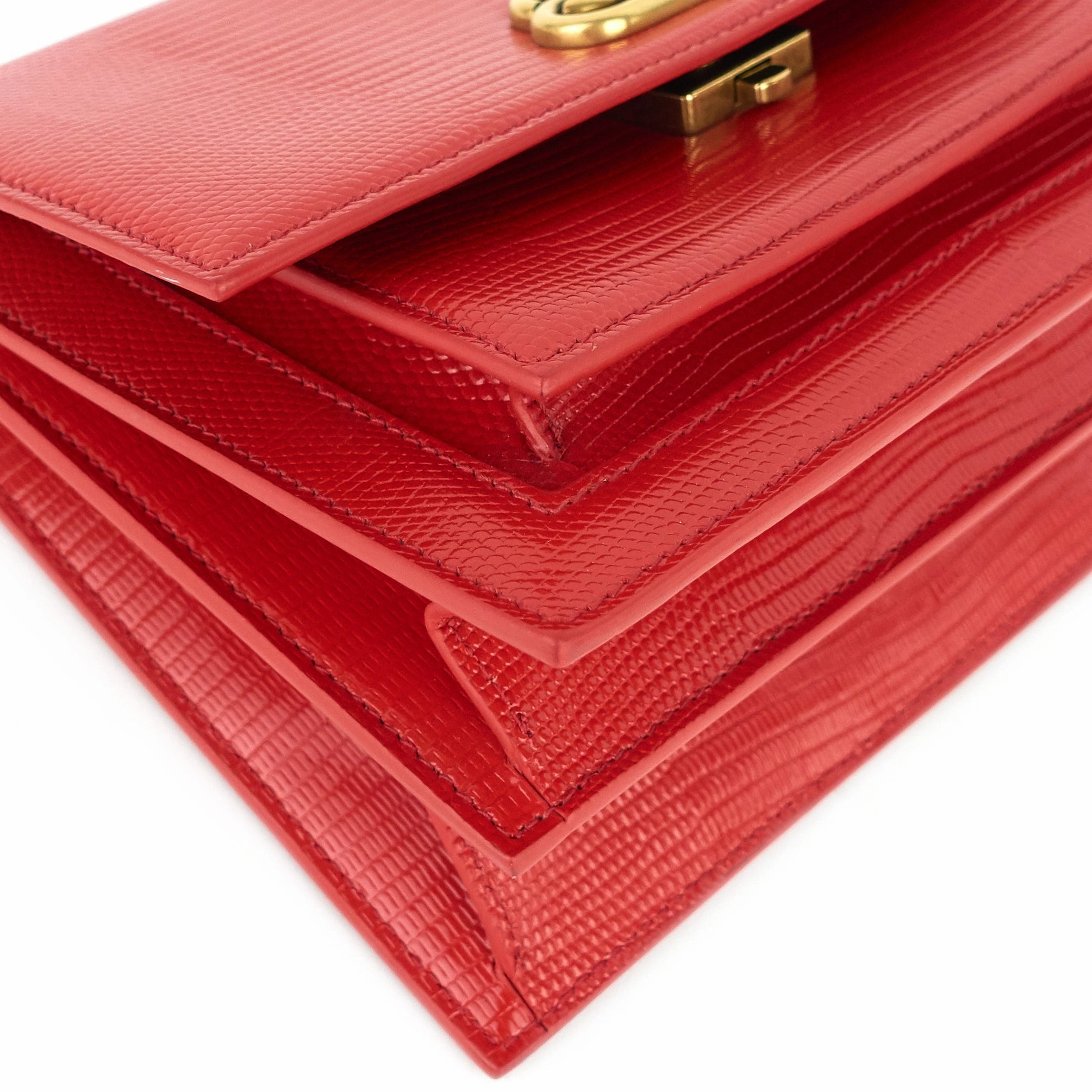 Sharp Lizard Embossed Leather Flap Bag