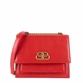 Sharp Lizard Embossed Leather Flap Bag