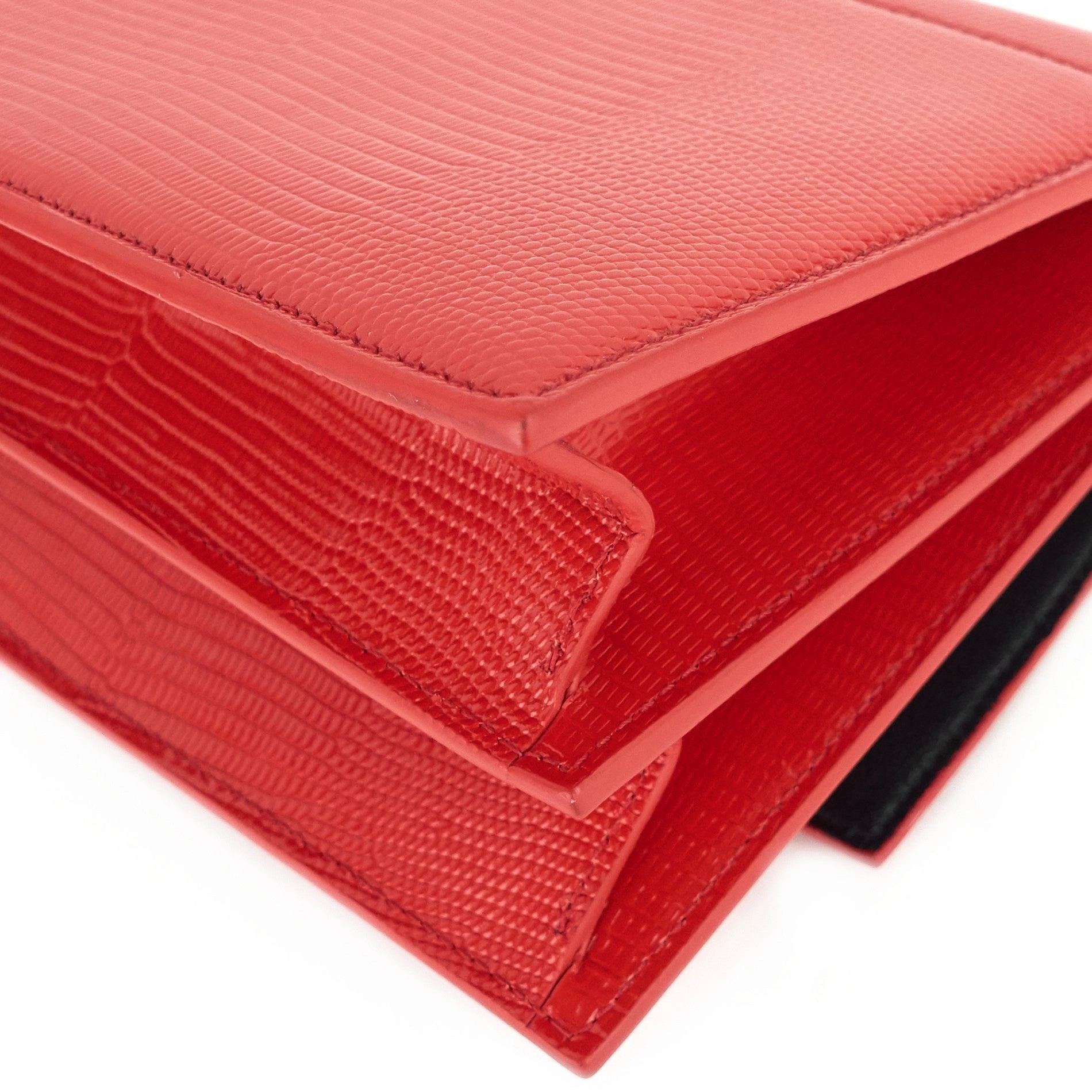 Sharp Lizard Embossed Leather Flap Bag