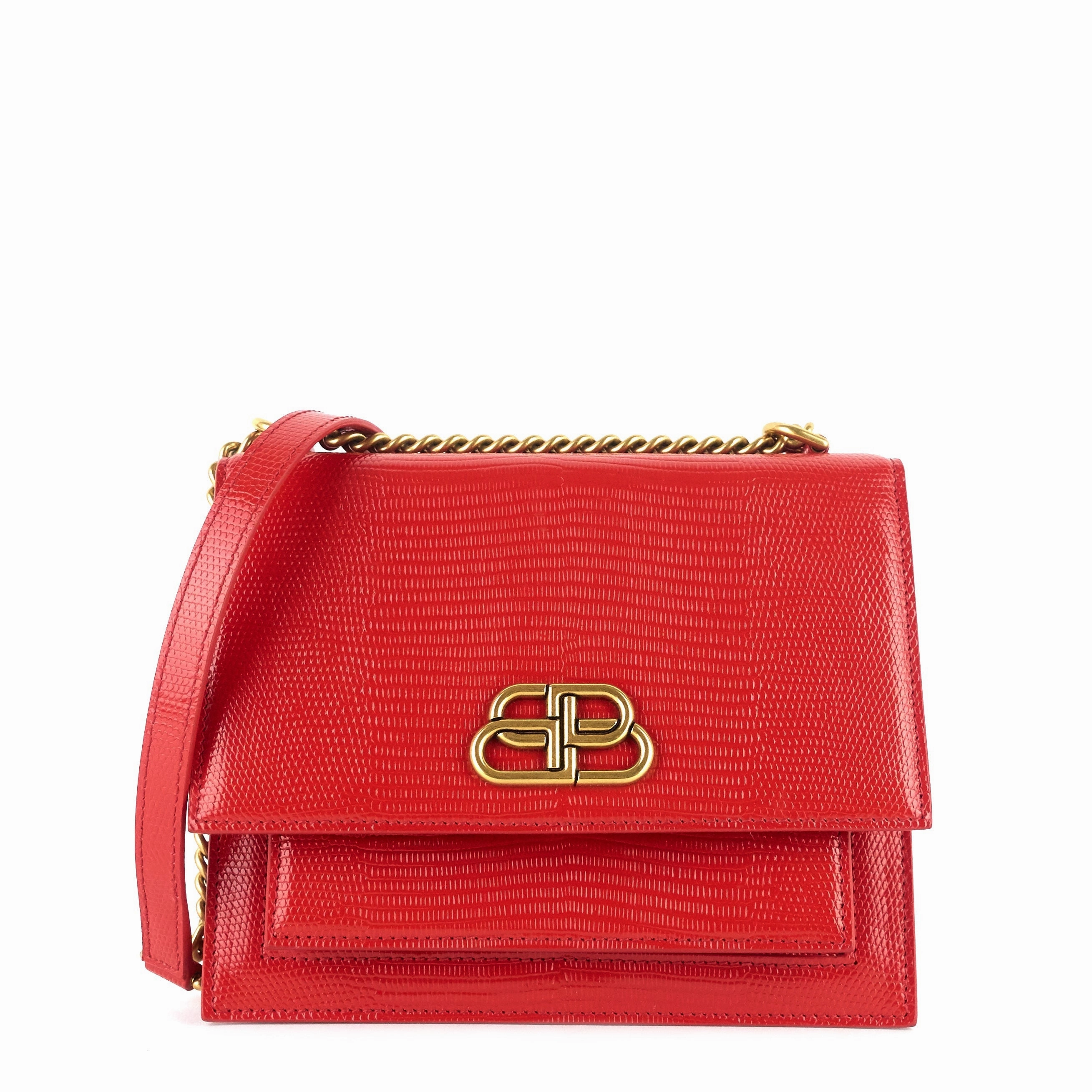 Sharp Lizard Embossed Leather Flap Bag
