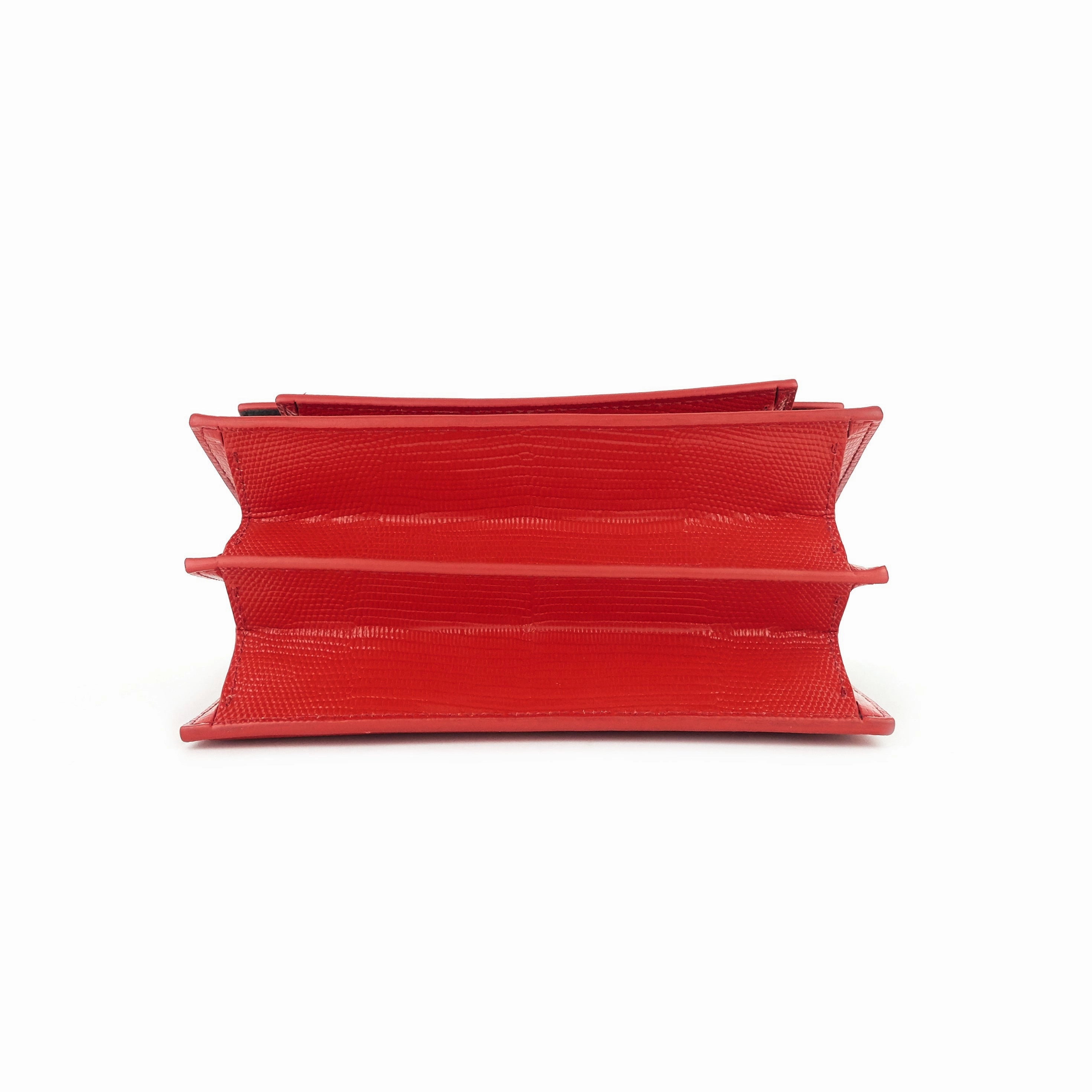 Sharp Lizard Embossed Leather Flap Bag